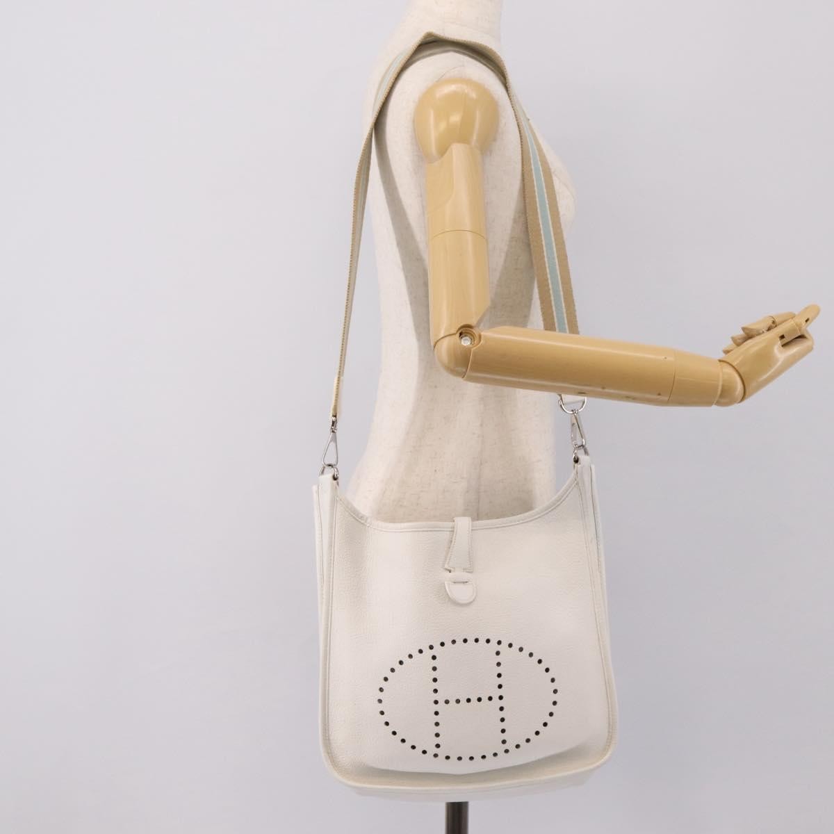 Hermes Evelyne Bag Gen I Togo White Leather Handbag (Pre-Owned)