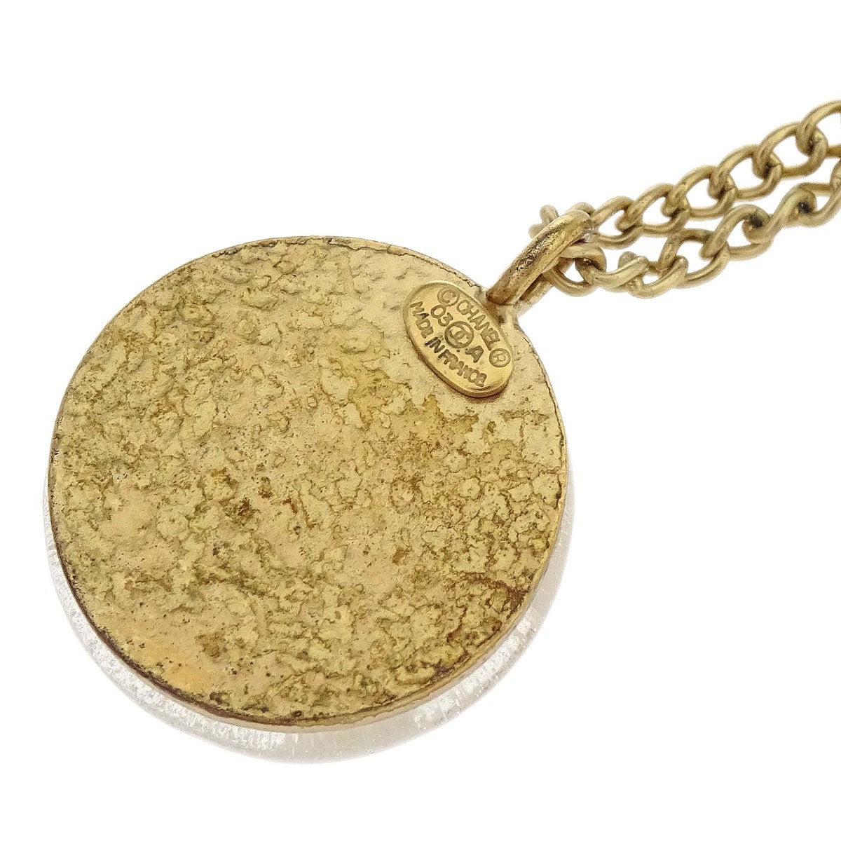 Chanel Vintage Cc Round Pendant Choker Metal Gold Gold_Plated Necklace Jewelry (Pre-Owned)