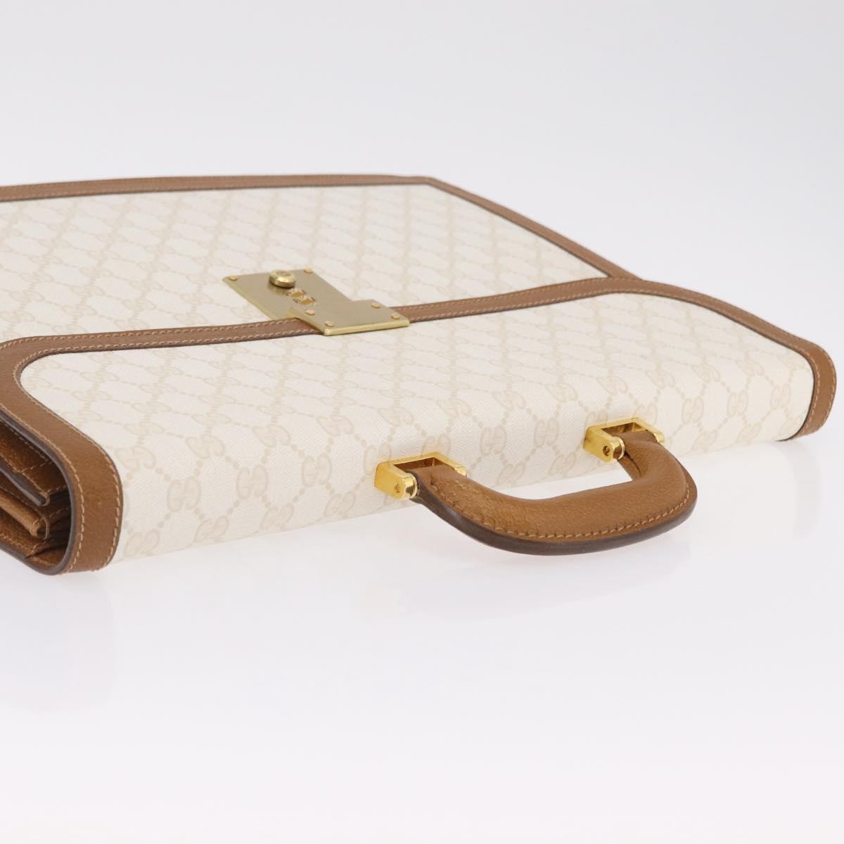 Gucci Business Gg Canvas With Leather Beige Canvas Handbag (Pre-Owned)