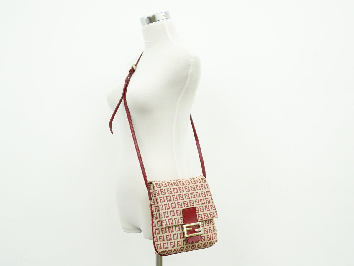 Fendi Vintage Flap Zucchino Coated Canvas Beige Canvas Crossbody Bag Bag (Pre-Owned)