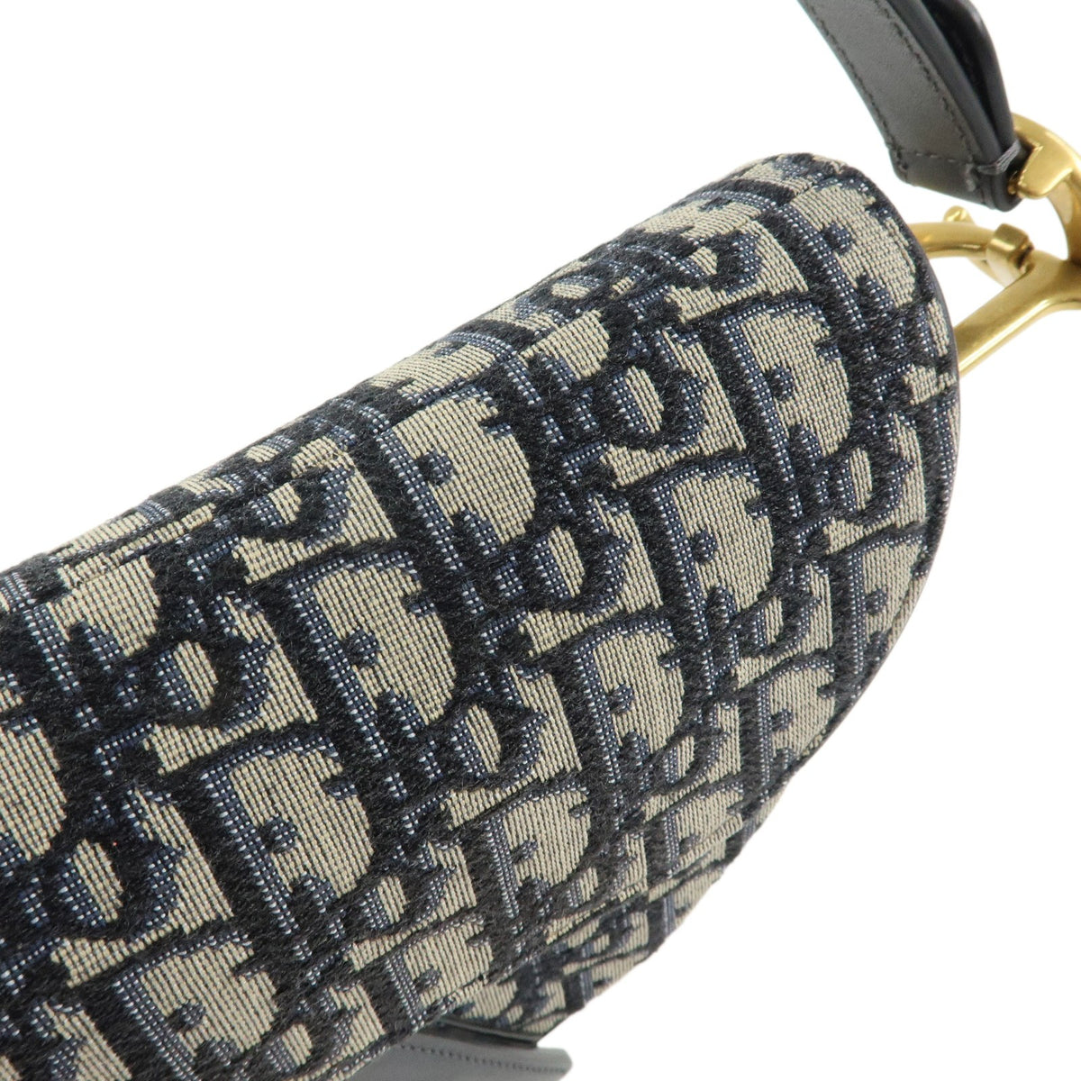 Christian Dior Saddle Oblique Canvas Navy Canvas Handbag (Pre-Owned)