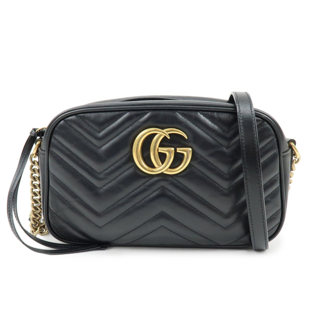 Gucci Gg Marmont Matelasse Leather Black Leather Shoulder Bag Bag (Pre-Owned)