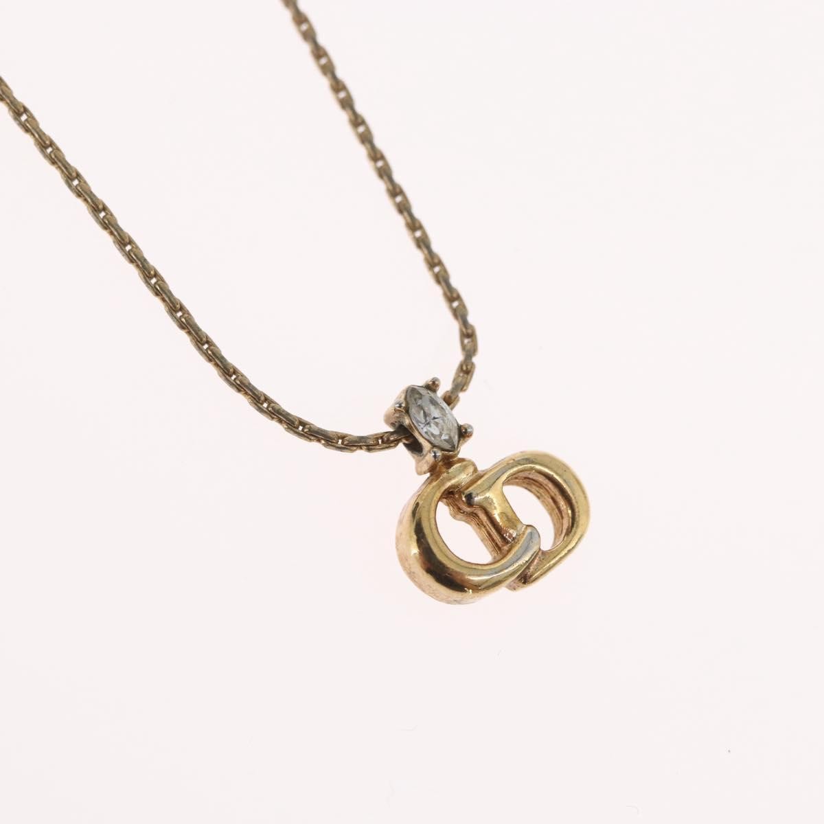 Christian Dior Cd Pendant Metal And Crystals Gold Metal Necklace Jewelry (Pre-Owned)