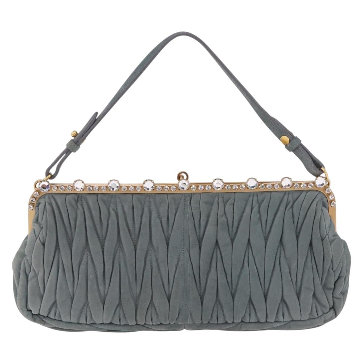 Miu Miu Matelassé Frame Clutch Matelassé Leather Gray Suede Clutche & Pouche Bag (Pre-Owned)