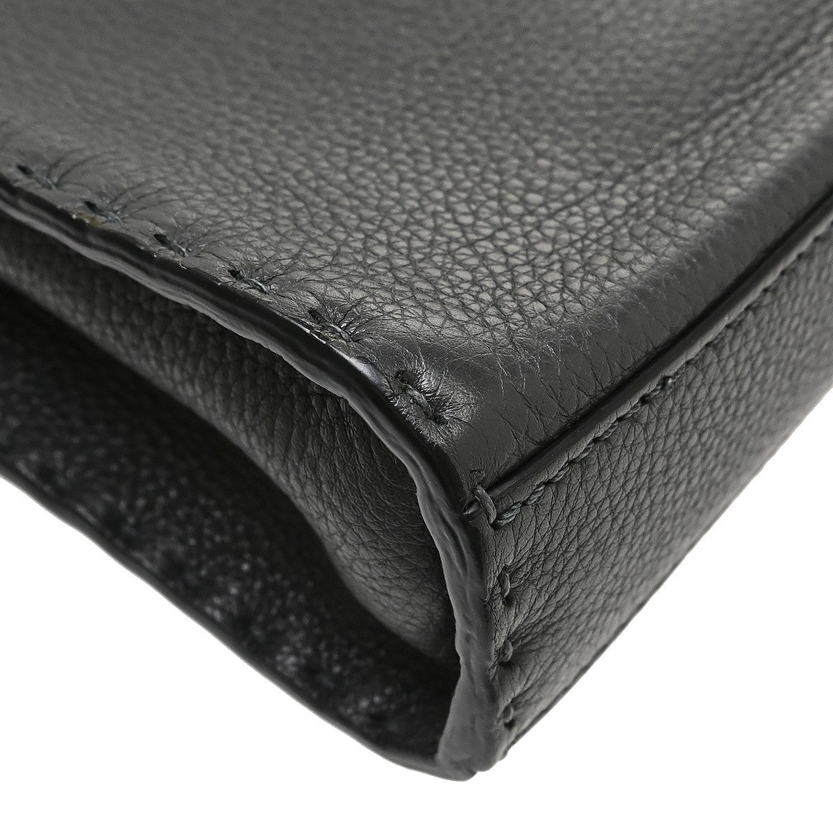 Fendi Peekaboo Fit Leather With Zucca Embossed Leather Black Leather Handbag (Pre-Owned)