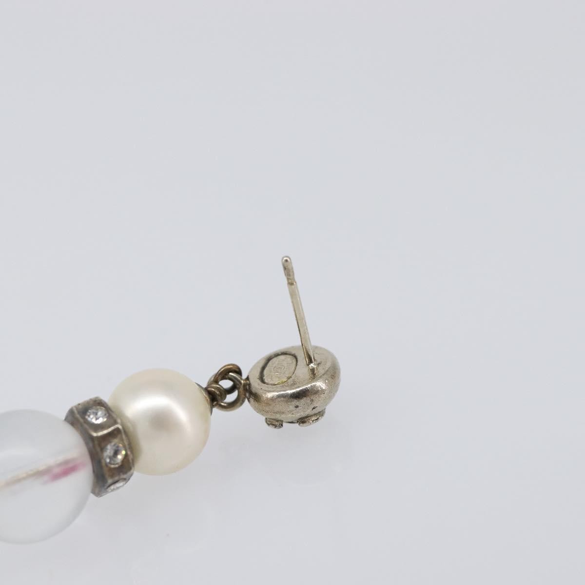 Chanel Cc Pearl Drop Faux Pearl And Metal Silver Metal Earrings Jewelry (Pre-Owned)