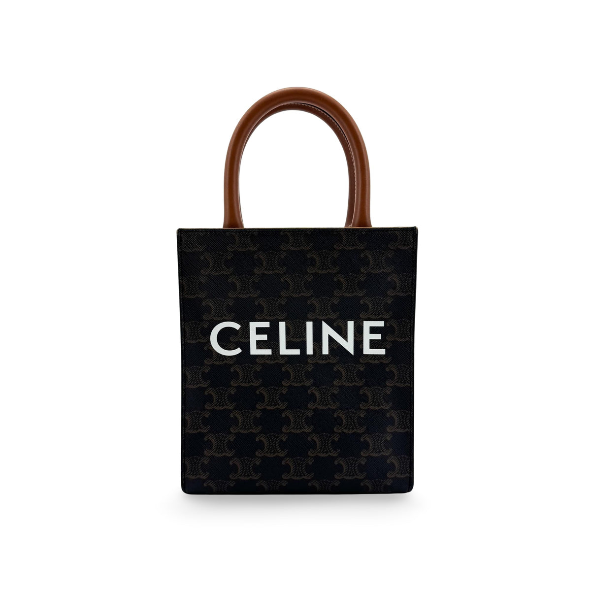 Celine Vertical Cabas Triomphe Coated Canvas Black Canvas Tote Bag Bag (Pre-Owned)