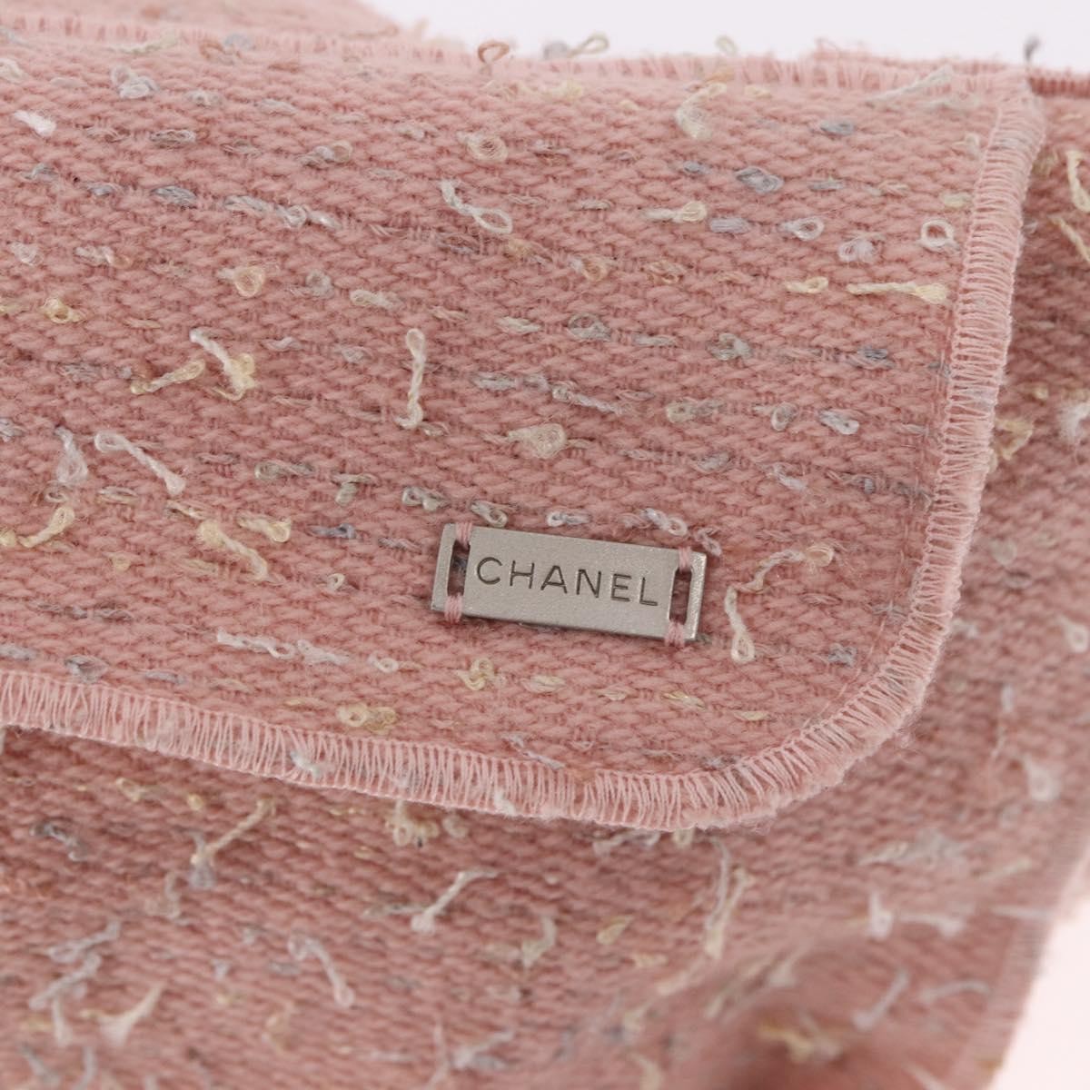 Chanel Shoulder Suede Patchwork Pink Tweed Shoulder Bag Bag (Pre-Owned)