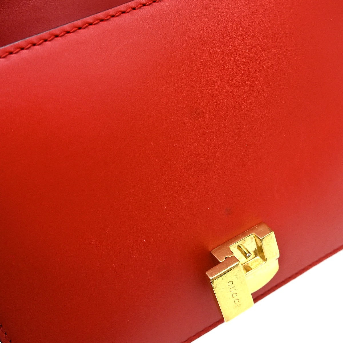 Gucci Sylvie Chain Leather Red Leather Shoulder Bag Bag (Pre-Owned)