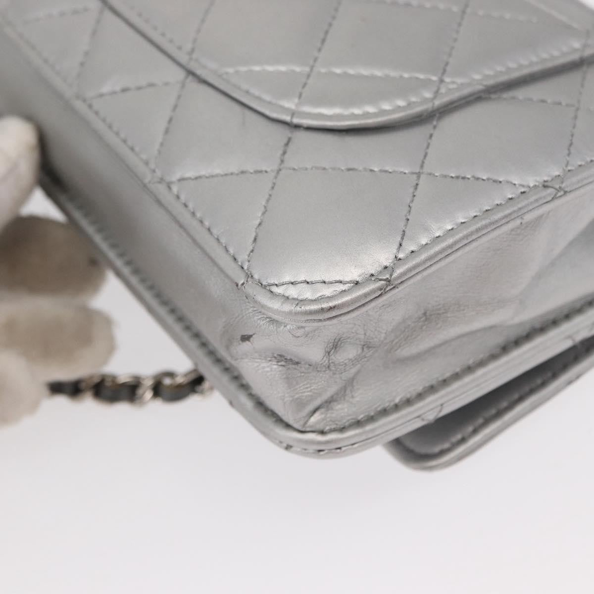 Chanel Reissue 2.55 Wallet On Chain Quilted Lambskin Silver Leather Crossbody Bag Bag (Pre-Owned)