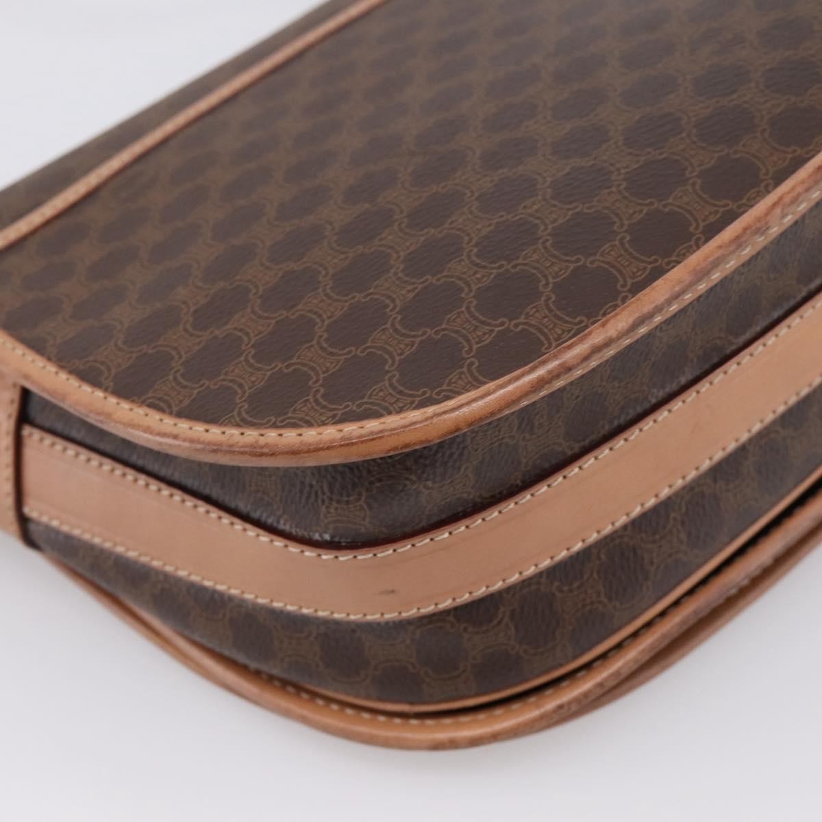 Celine Vintage Saddle Flap Macadam Coated Canvas Brown Canvas Shoulder Bag Bag (Pre-Owned)