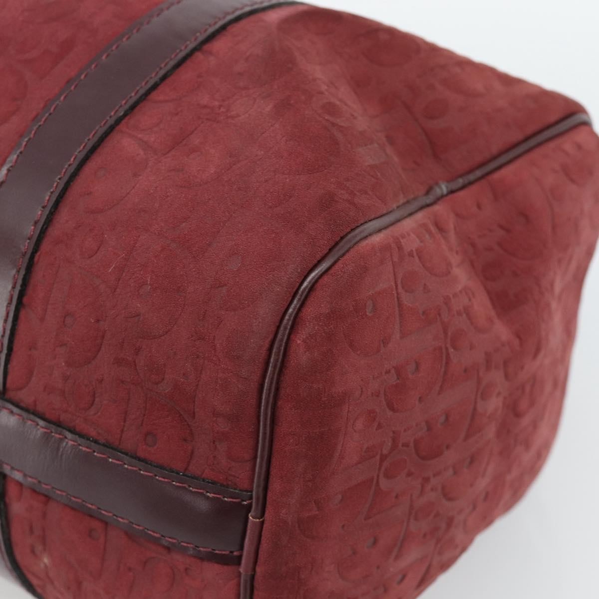 Christian Dior Boston Embossed Patent Burgundy Suede Handbag (Pre-Owned)