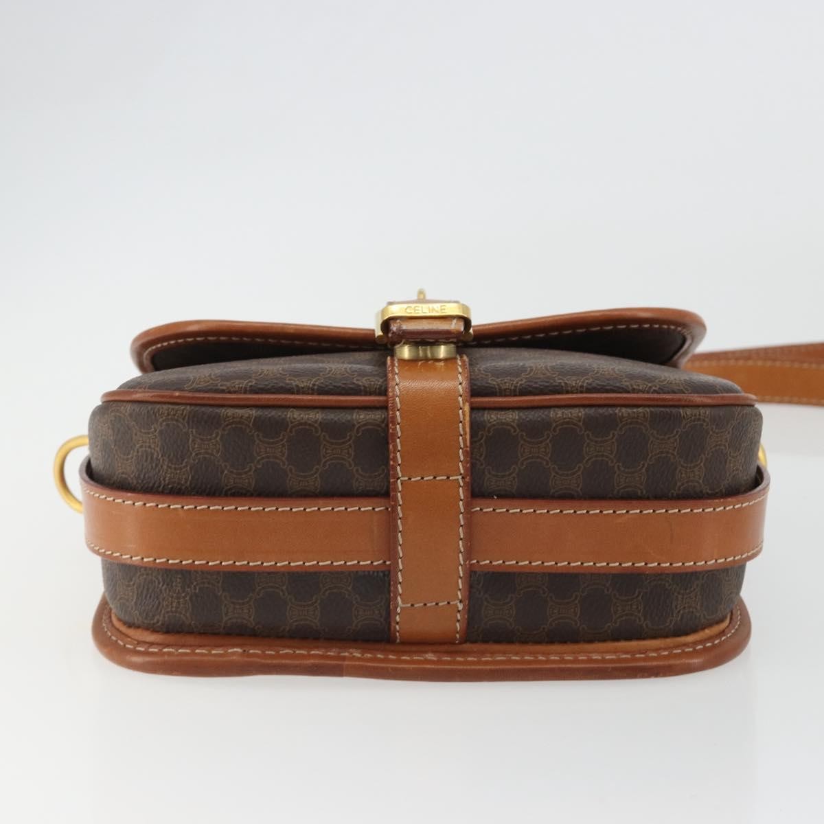 Celine Vintage Macadam Canvas And Leather Brown Canvas Shoulder Bag Bag (Pre-Owned)