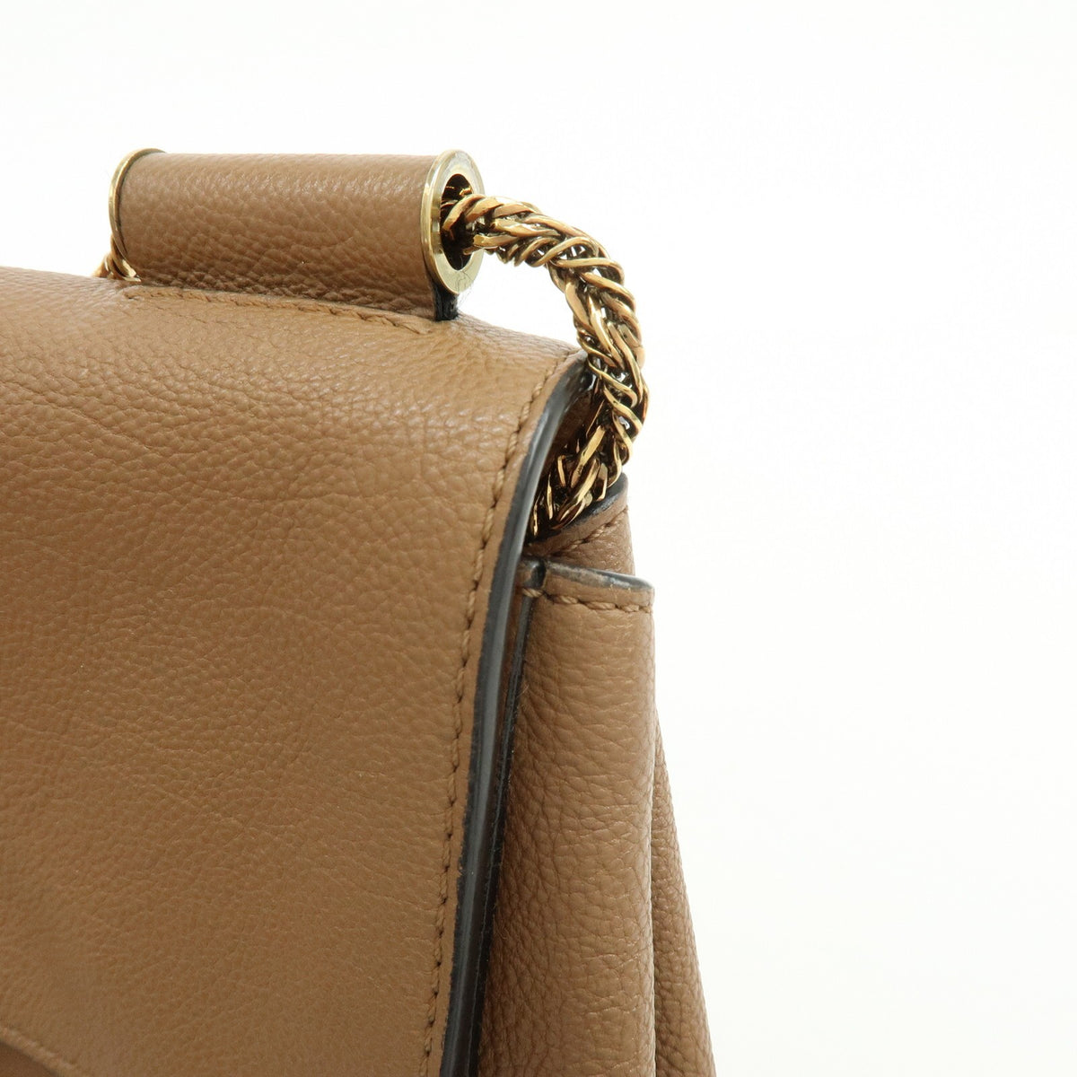 Chloe Elsie Chain Leather Brown Leather Shoulder Bag Bag (Pre-Owned)