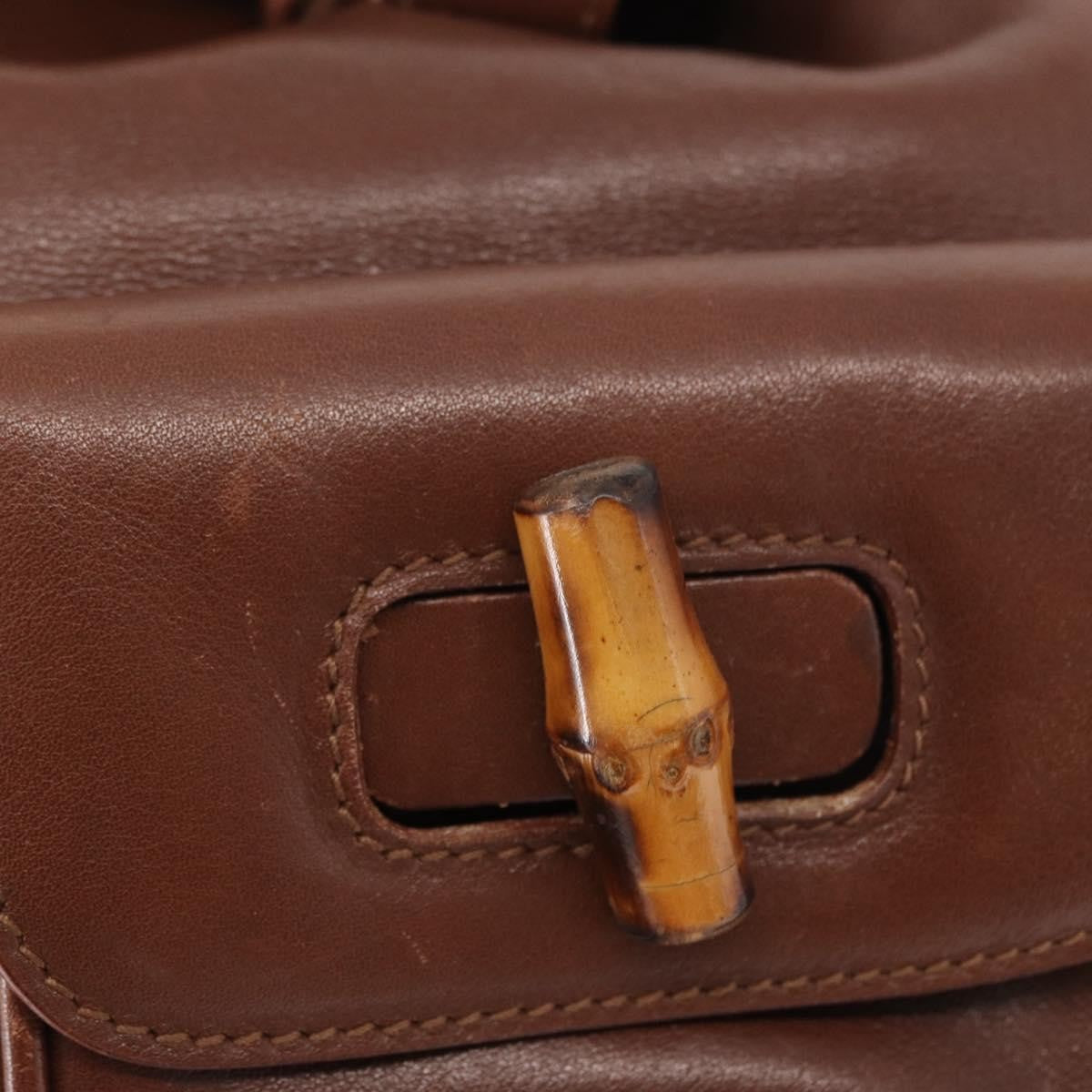 Gucci Vintage Bamboo Leather Brown Leather Backpack Bag (Pre-Owned)