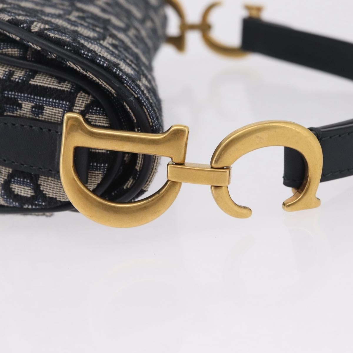 Christian Dior Saddle Oblique Canvas Navy Canvas Handbag (Pre-Owned)