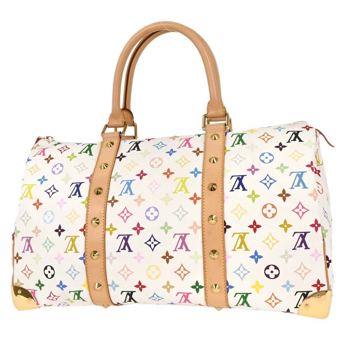 Louis Vuitton Keepall Monogram Multicolor White Canvas Travel Bag Bag (Pre-Owned)