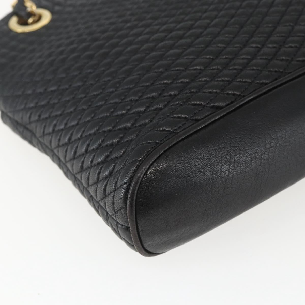 Bally Vintage Chain Quilted Leather Black Leather Shoulder Bag Bag (Pre-Owned)