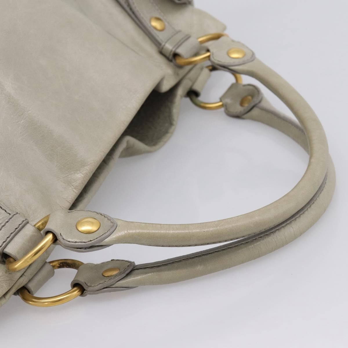 Miu Miu Bow Satchel Cervo Leather Gray Leather Handbag (Pre-Owned)