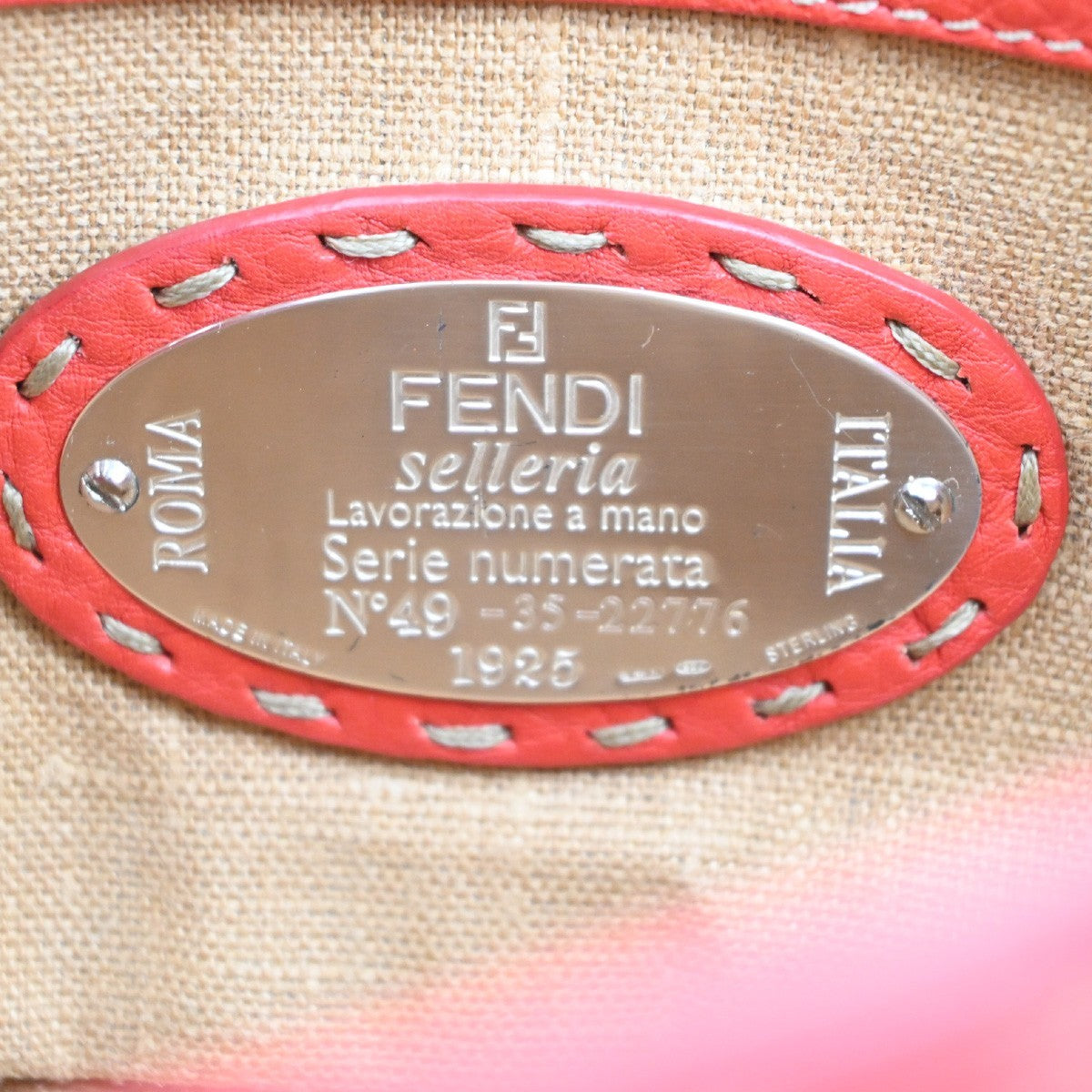 Fendi Selleria Linda Satchel Pebbled Leather Red Leather Handbag (Pre-Owned)