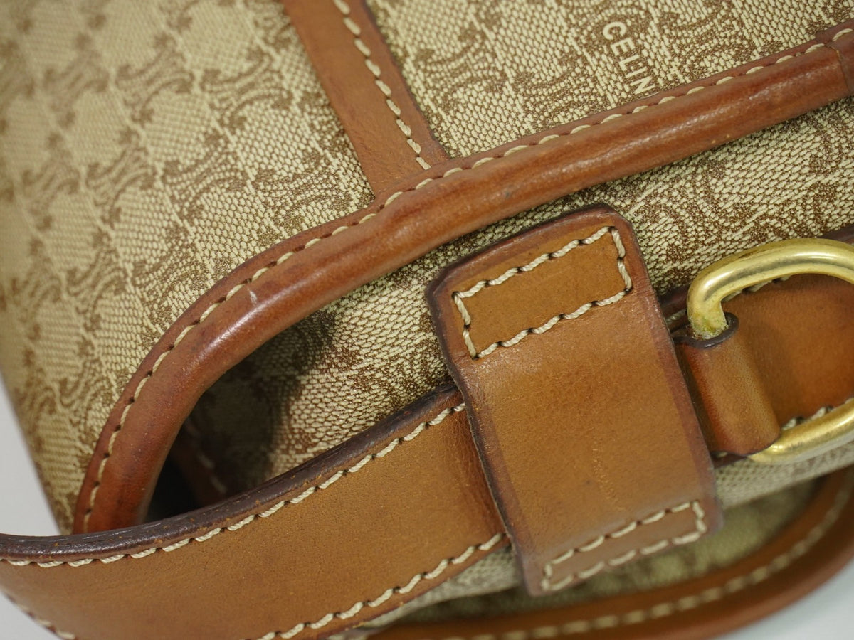 Celine Vintage Macadam Canvas And Leather Beige Canvas Shoulder Bag Bag (Pre-Owned)