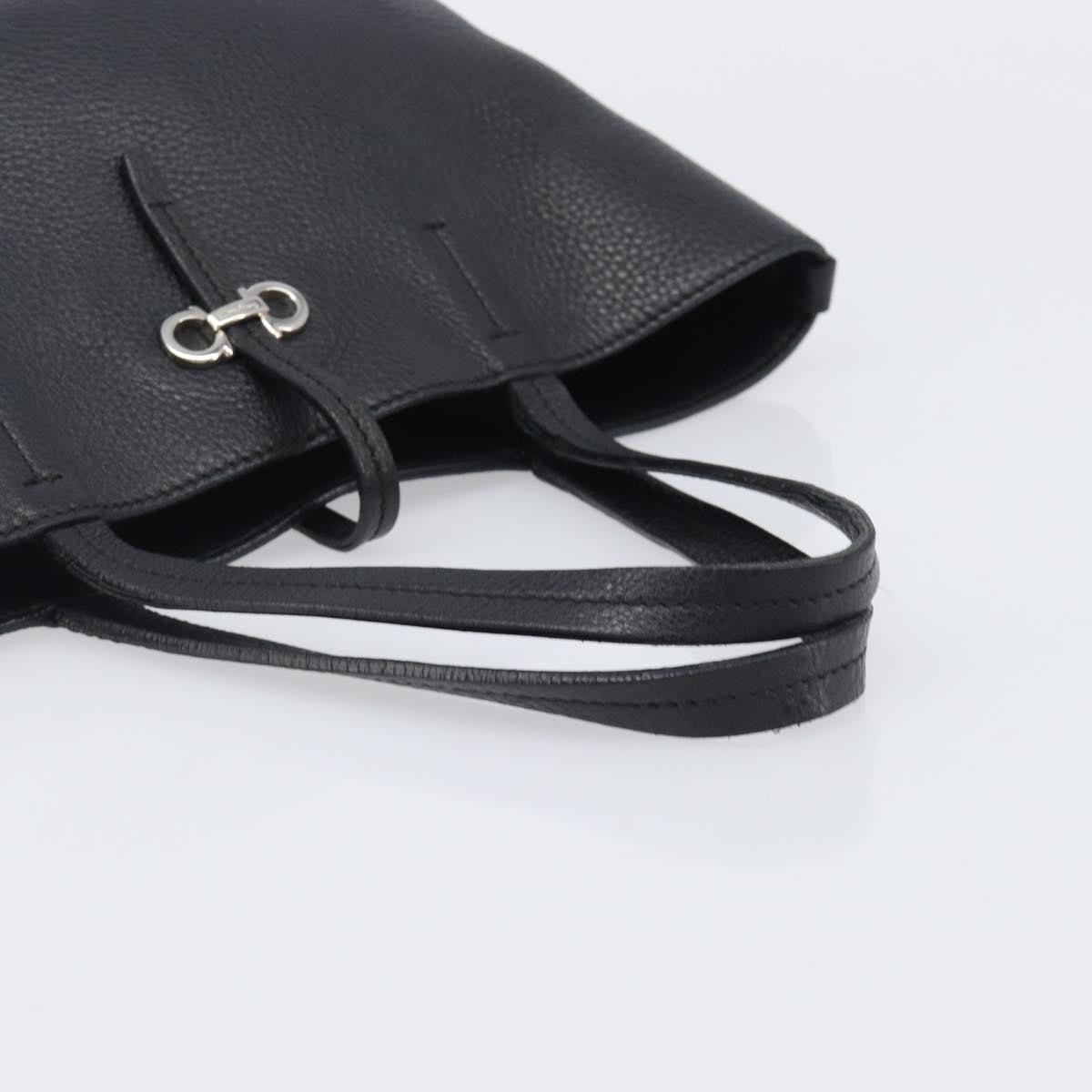 Salvatore Ferragamo Gancini Leather Black Leather Handbag (Pre-Owned)