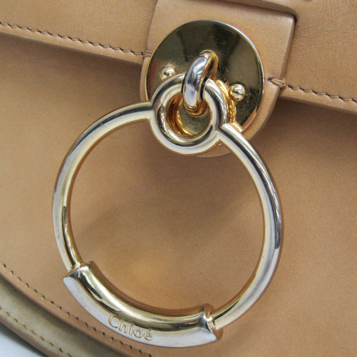 Chloe Tess Suede With Leather Beige Leather Handbag (Pre-Owned)