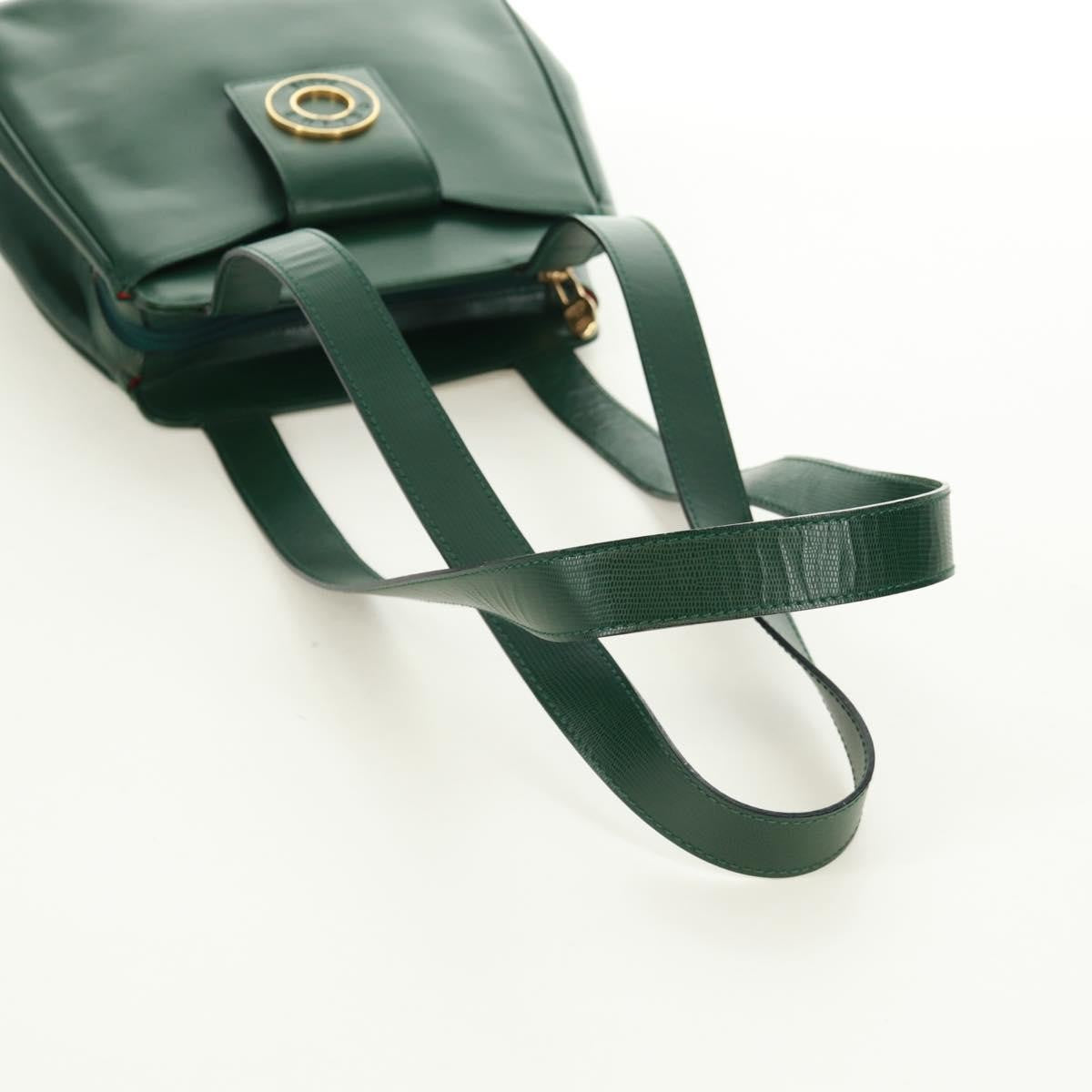 Celine Circle Logo Leather Green Leather Shoulder Bag Bag (Pre-Owned)