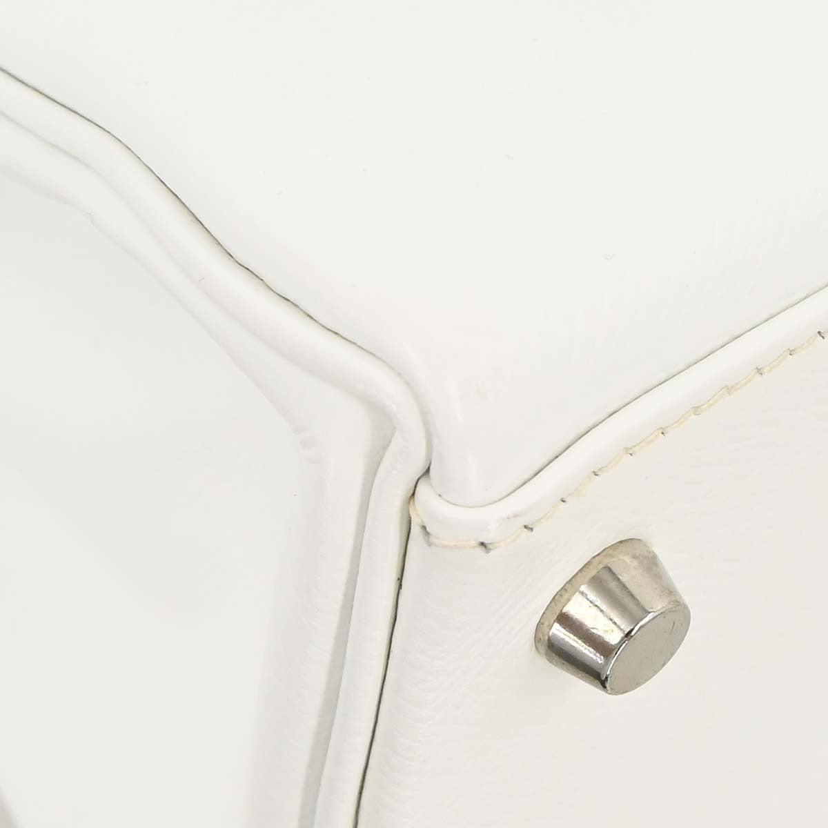 Hermes Kelly White Epsom With Palladium Hardware White Leather Handbag (Pre-Owned)