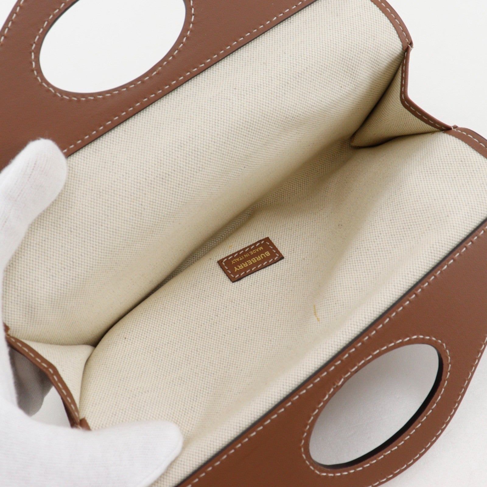 Burberry Pocket Tote Leather Brown Leather Clutche & Pouche Bag (Pre-Owned)