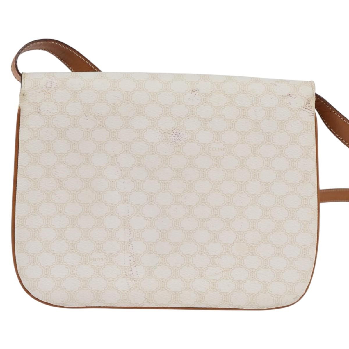 Celine Macadam Shoulder Pvc Leather White Canvas Bag (Pre-Owned)