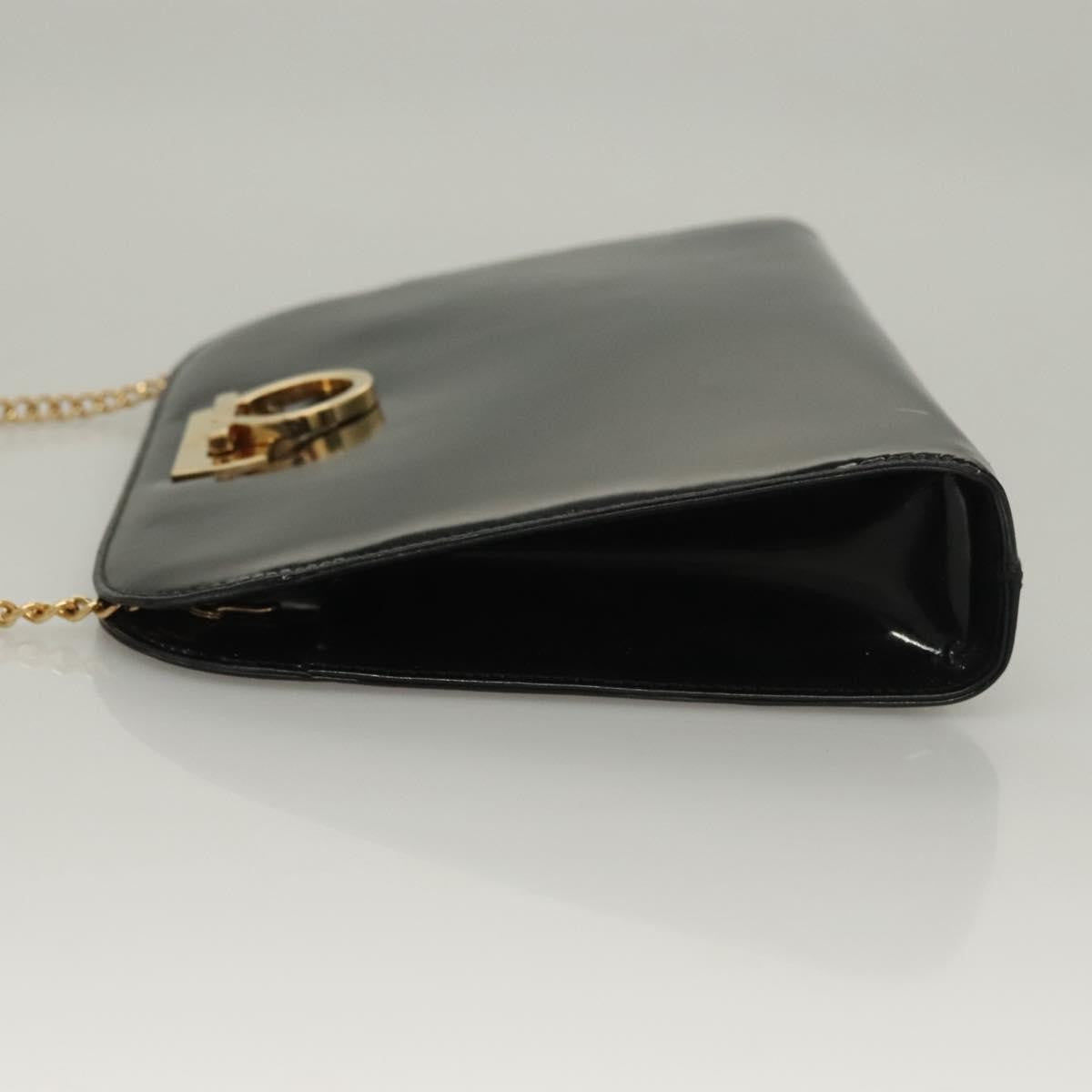 Salvatore Ferragamo Gancini Patent Leather Black Patent_Leather Shoulder Bag Bag (Pre-Owned)