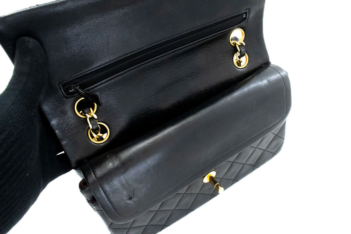 Chanel Cc Flap Quilted Classic Flap Motif Printed Nylon Black Leather Crossbody Bag Bag (Pre-Owned)
