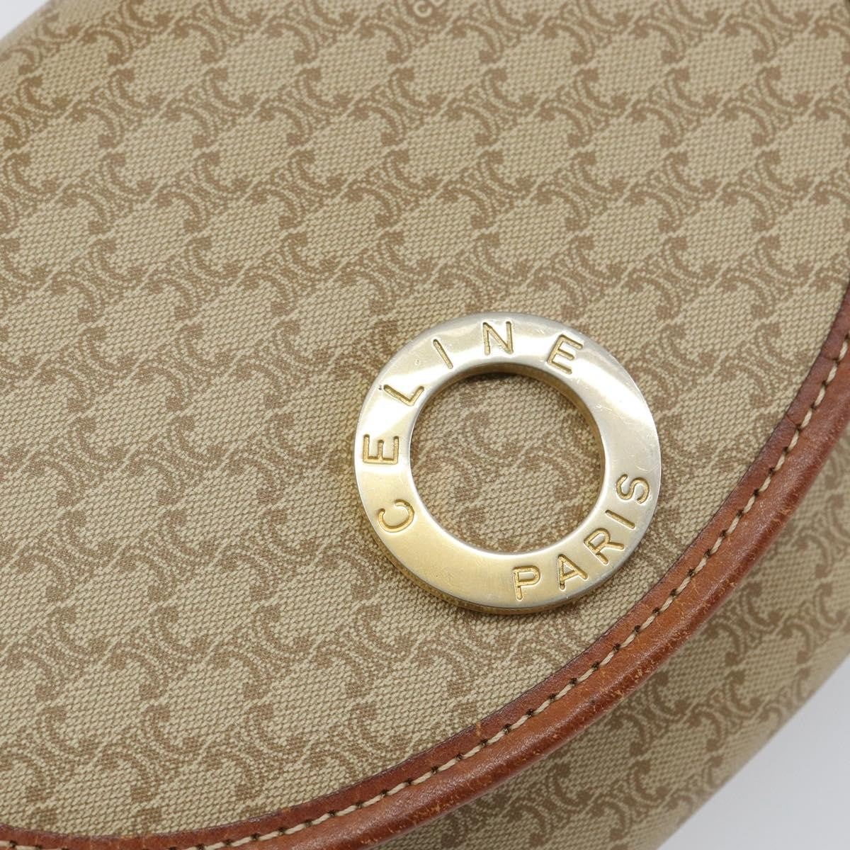 Celine Macadam Shoulder Pvc Leather Beige Pvc Shoulder Bag Bag (Pre-Owned)