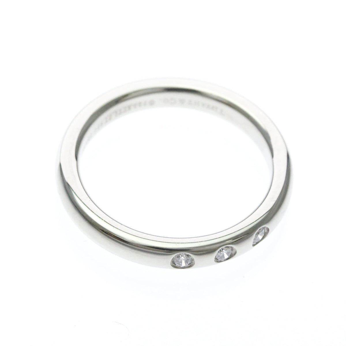 Tiffany & Co. Elsa Peretti 3 Diamond Stacking Band Platinum Silver Platinum Ring Jewelry (Pre-Owned)