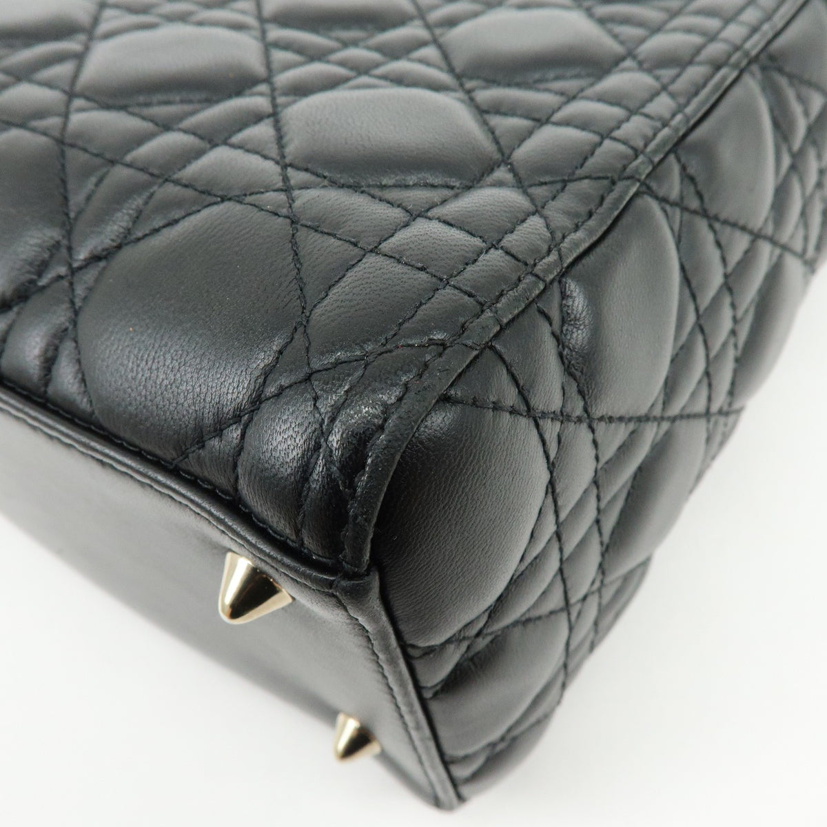 Christian Dior Lady Dior Black Leather Handbag (Pre-Owned)