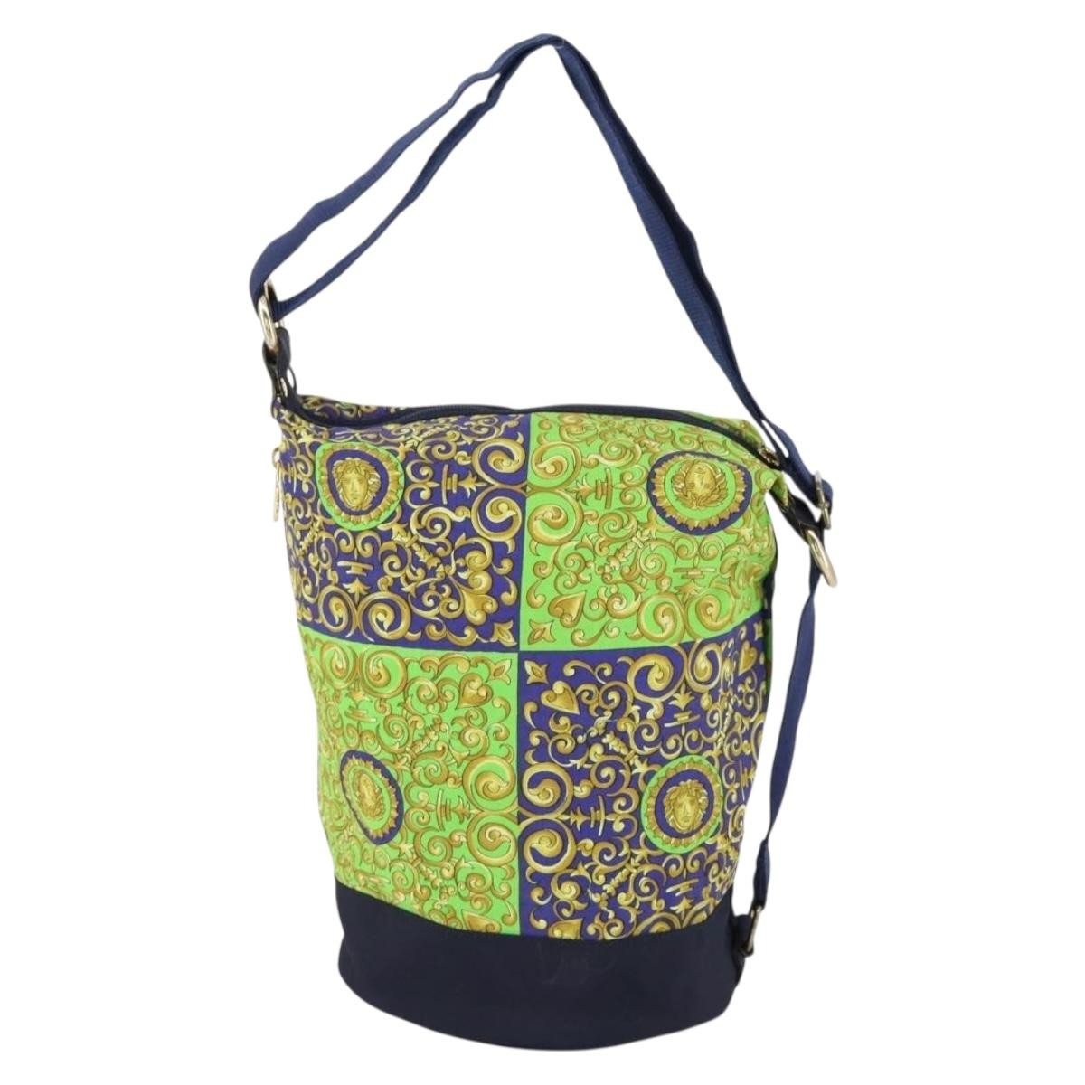 Versace Vintage Cotton Green Cotton Shoulder Bag Bag (Pre-Owned)