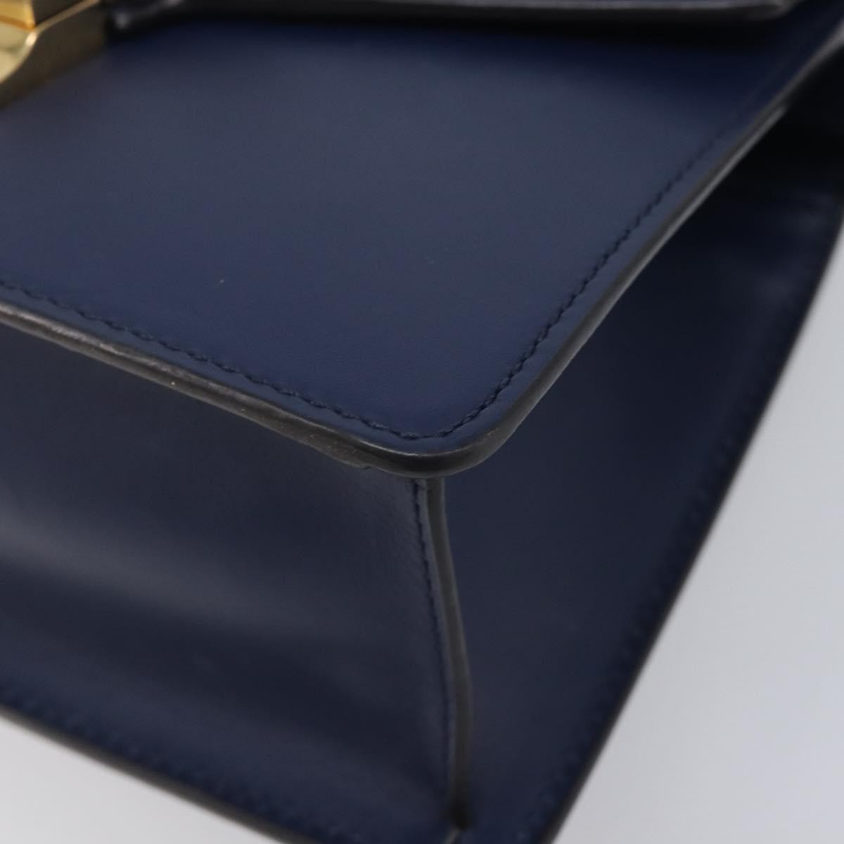 Gucci Sylvie Top Handle Leather Navy Leather Handbag (Pre-Owned)