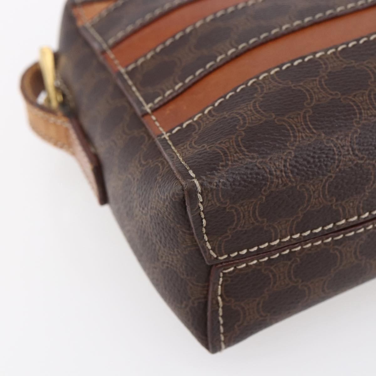 Celine Vintage Macadam Canvas And Leather Brown Canvas Shoulder Bag Bag (Pre-Owned)