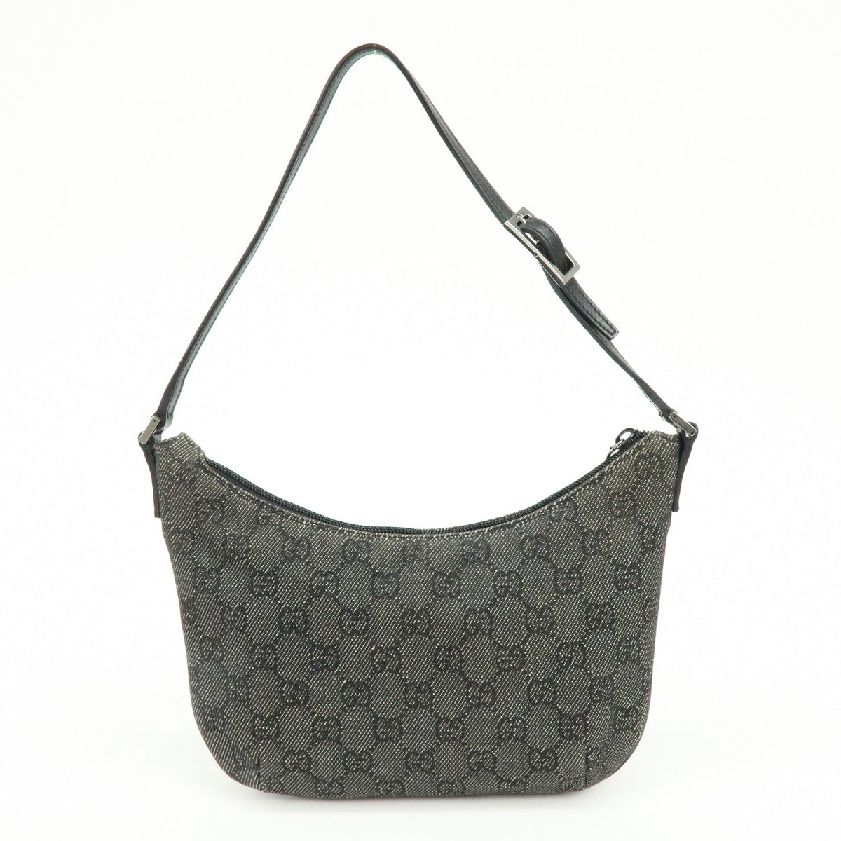 Gucci Horsebit Slim Gg Denim With Leather Black Leather Shoulder Bag Bag (Pre-Owned)