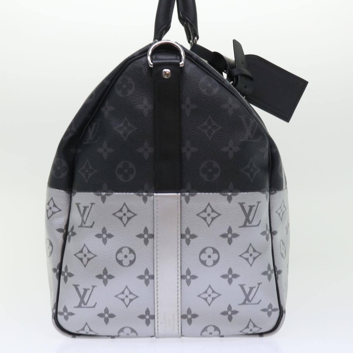 Louis Vuitton Keepall Bandouliere Monogram Eclipse Split Canvas Black Canvas Bag (Pre-Owned)