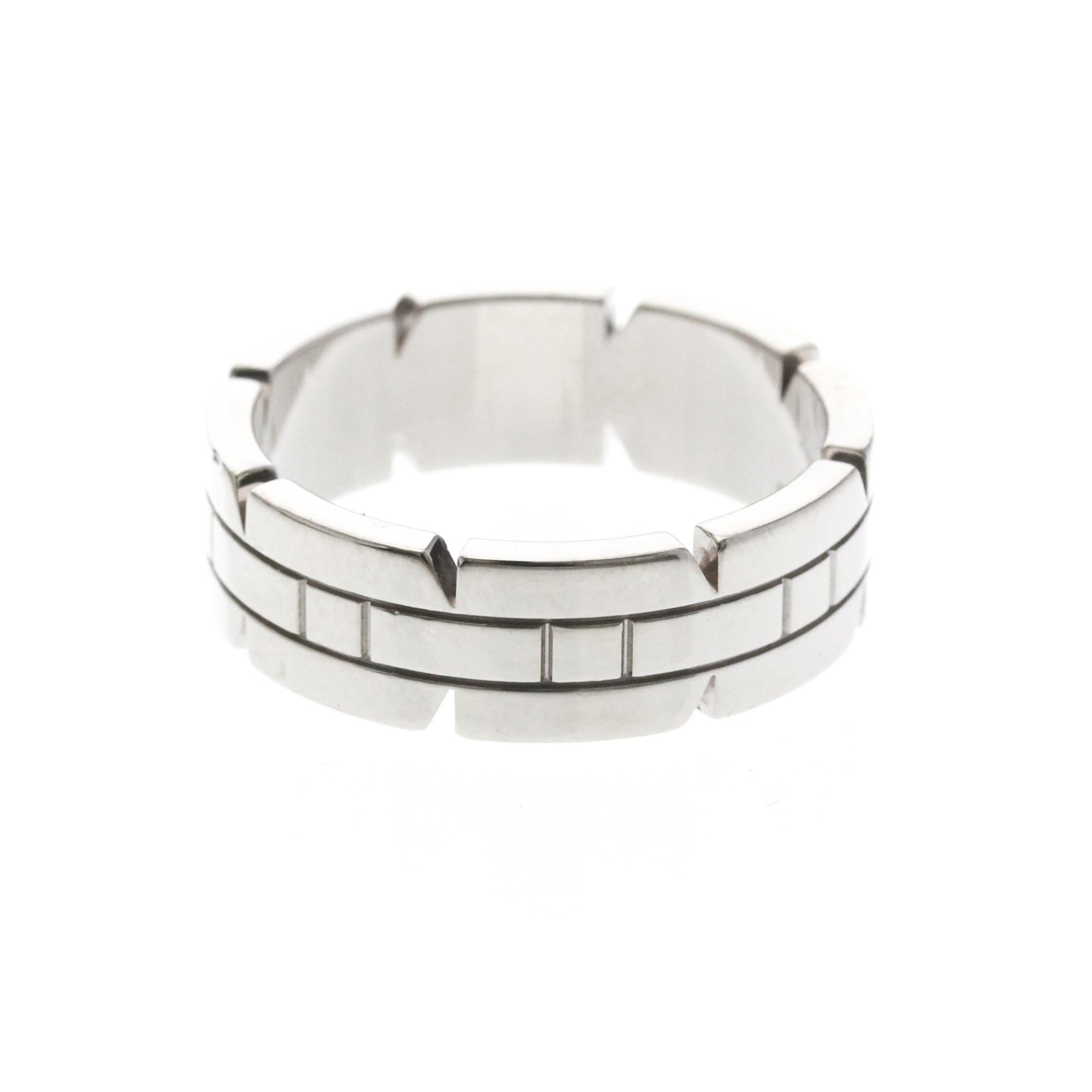 Cartier Tank Francaise 18K White Gold Silver White_Gold Ring Jewelry (Pre-Owned)