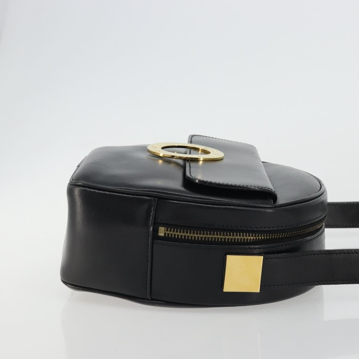 Celine Circle Logo Leather Black Leather Shoulder Bag Bag (Pre-Owned)