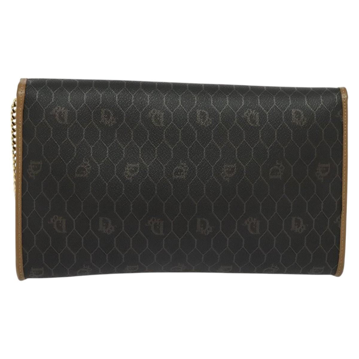 Christian Dior Vintage Honeycomb Chain Canvas Black Canvas Shoulder Bag Bag (Pre-Owned)
