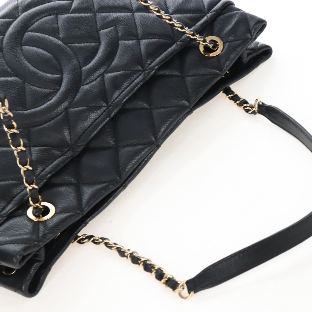 Chanel Timeless Cc Shopping Quilted Caviar Black Leather Tote Bag Bag (Pre-Owned)