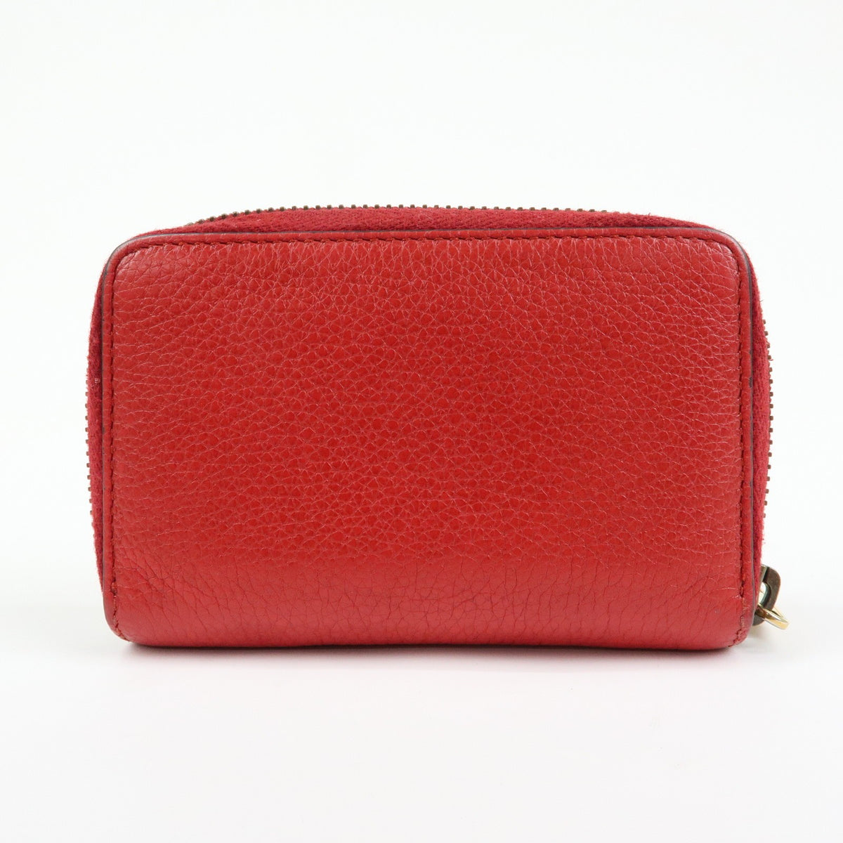 Gucci Logo Zip Card Case Printed Leather Red Leather Wallets Accessory (Pre-Owned)