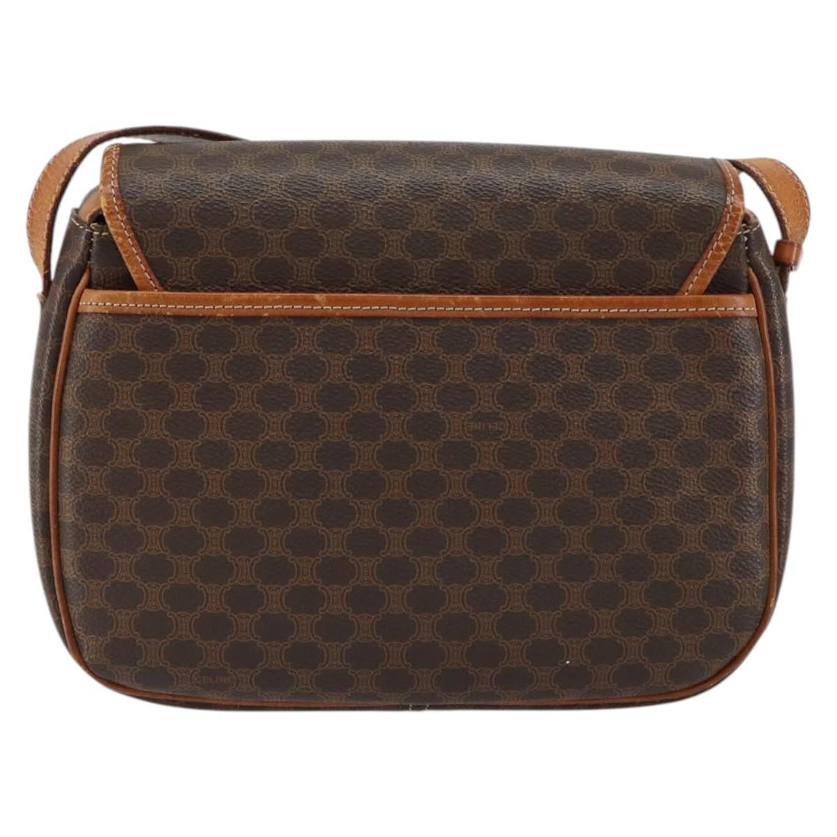 Celine Macadam Shoulder Pvc Leather Brown Canvas Shoulder Bag Bag (Pre-Owned)