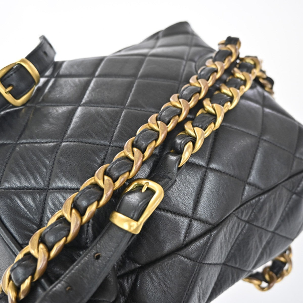 Chanel Duma Drawstring Quilted Leather Black Leather Backpack Bag (Pre-Owned)