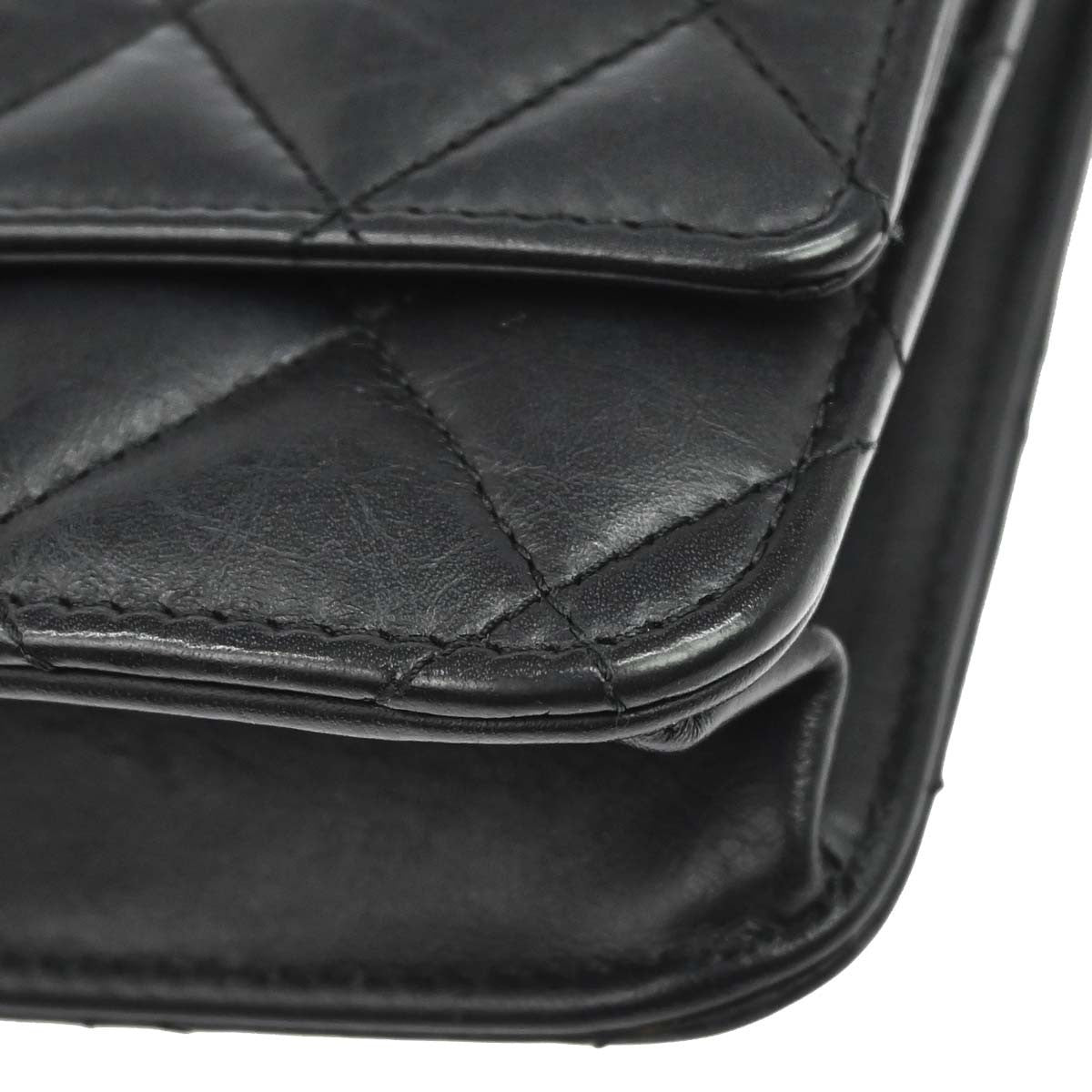 Chanel Reissue 2.55 Wallet On Chain Quilted Lambskin Black Leather Shoulder Bag Bag (Pre-Owned)