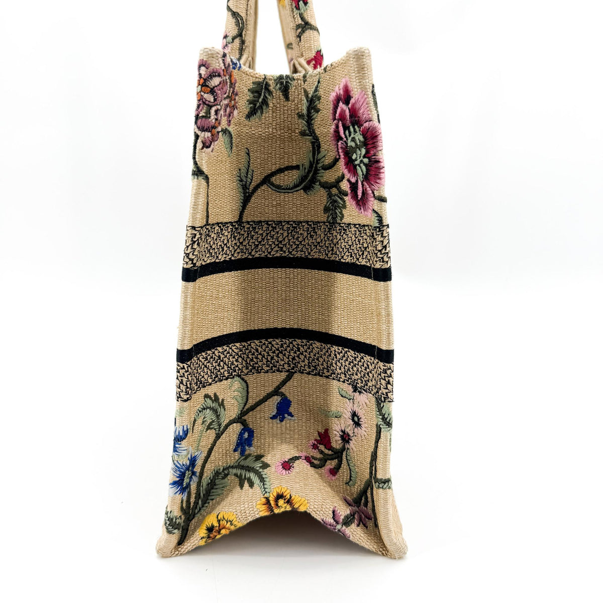 Christian Dior Book Embroidered Canvas Beige Canvas Tote Bag Bag (Pre-Owned)